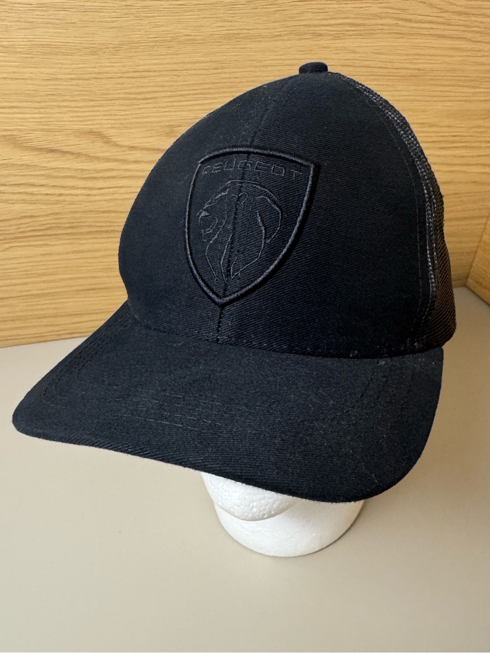 Peugeot Motorsport black on black drivers cap with mesh back